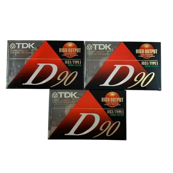 TDK D90 Low Noise High Output IECI/Type I Cassette Tape Blank Lot of 3 Japan - Picture 1 of 8